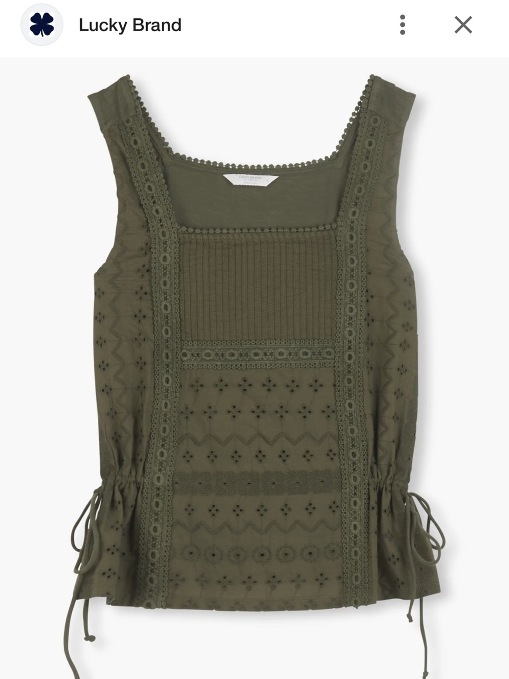 Lucky Brand Olive Green Sleeveless Top